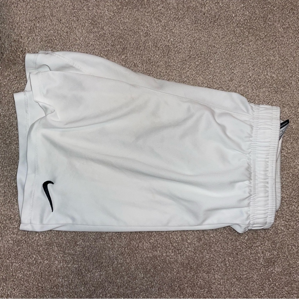 Nike White Sports Shorts with Black Logo